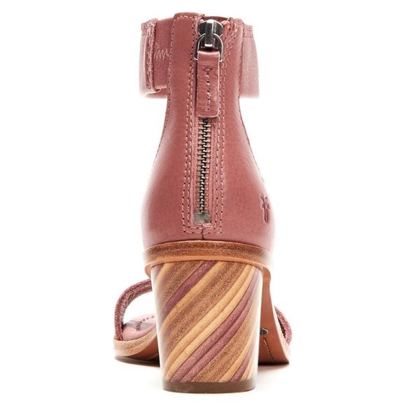 Frye Mauve Pink Brielle Zip Cute Block Ankle Heels - Picture 7 of 9